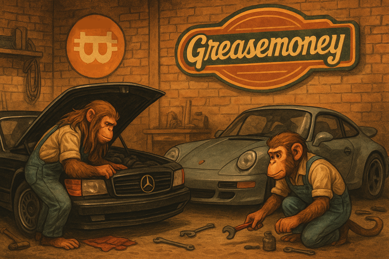 Ben and Norris working on cars